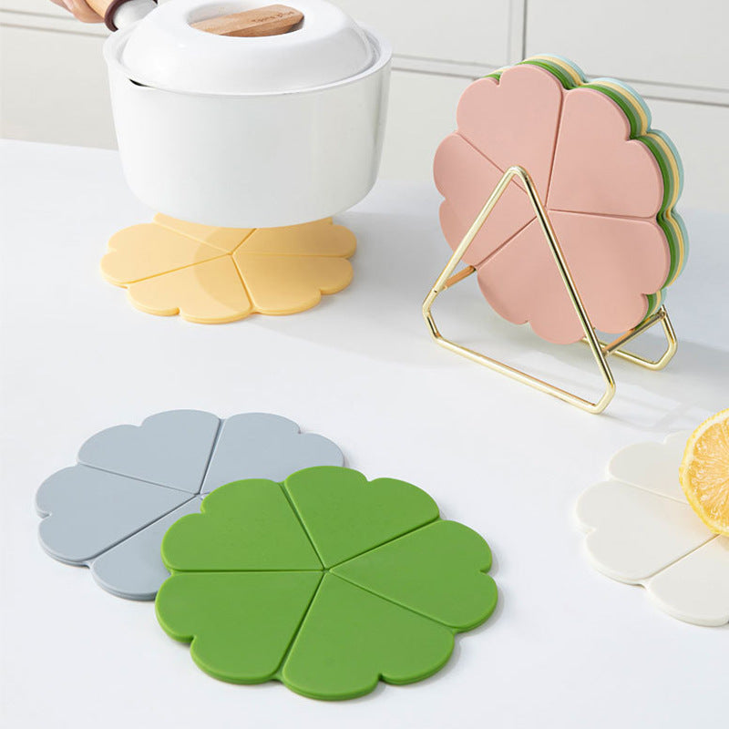 Decorative Flower Silicone Trivet Mat | Heat-Resistant Pot Holder & Large Drink Coaster