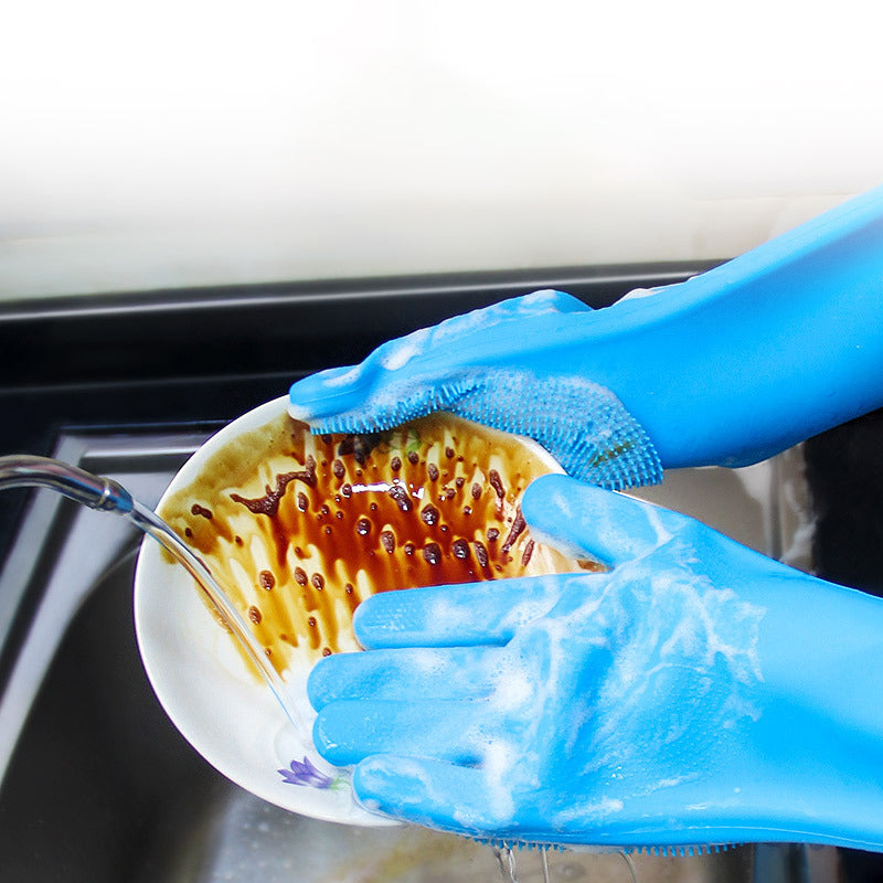 Magic Silicone Scrubbing Gloves - 2-in-1 Dishwashing & Multipurpose Cleaning Gloves