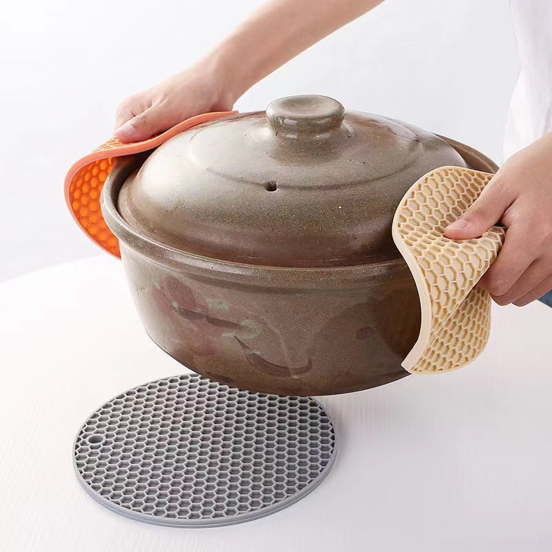 Silicone Honeycomb Trivet Mat | Non-Slip Hot Pad, Pot Holder & Jar Opener |