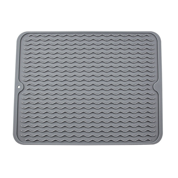 Large Silicone Dish Drying Mat | Heat-Resistant Non-Slip Trivet & Countertop Protector | 16" x 12"