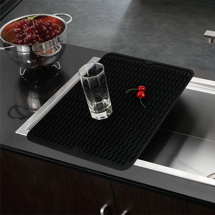 Large Silicone Dish Drying Mat | Heat-Resistant Non-Slip Trivet & Countertop Protector | 16" x 12"