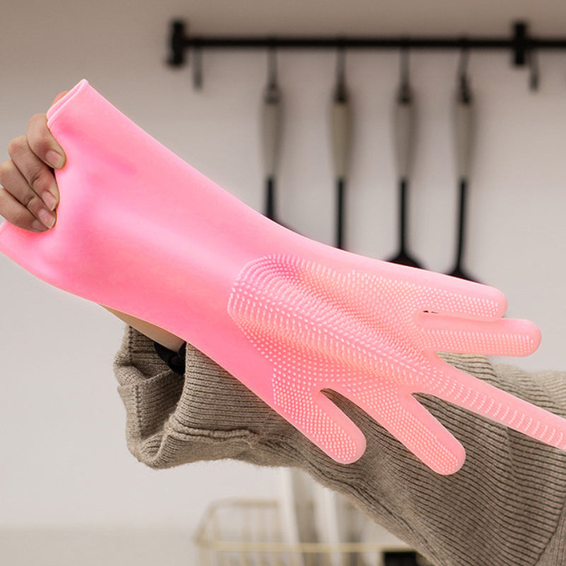 Magic Silicone Scrubbing Gloves - 2-in-1 Dishwashing & Multipurpose Cleaning Gloves