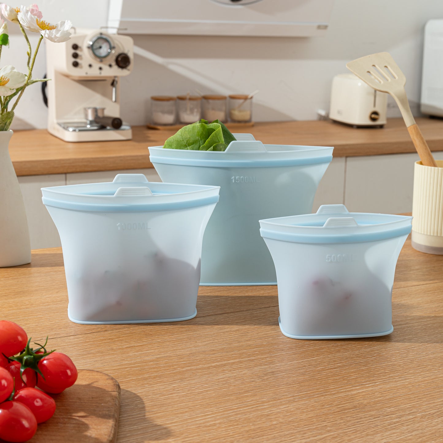 Reusable Stand-Up Silicone Food Storage Bags | Leakproof for Freezer, Microwave & Sous Vide | Set of 3