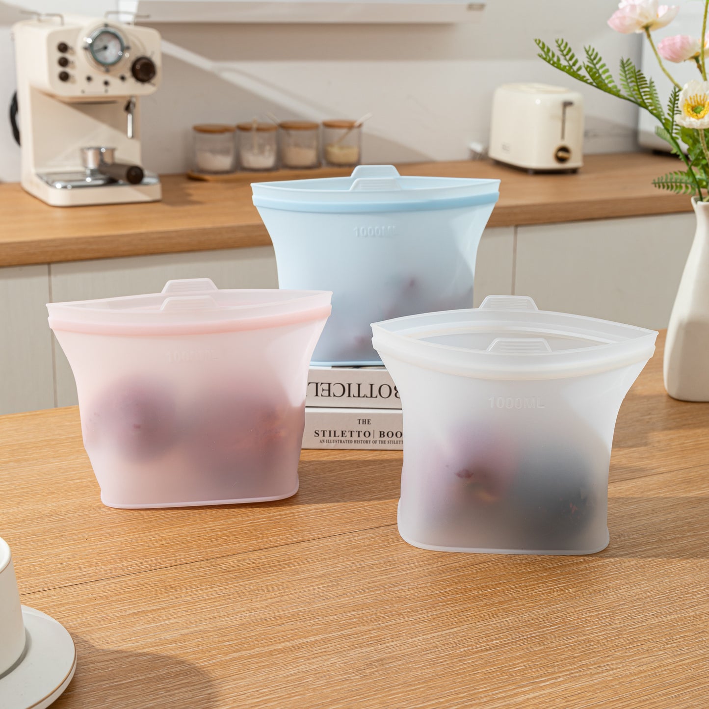 Reusable Stand-Up Silicone Food Storage Bags | Leakproof for Freezer, Microwave & Sous Vide | Set of 3