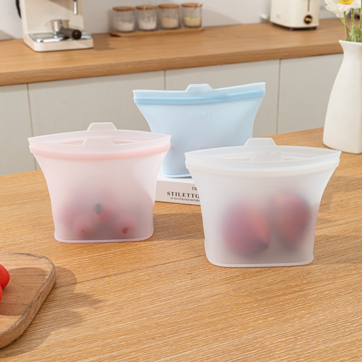 Reusable Stand-Up Silicone Food Storage Bags | Leakproof for Freezer, Microwave & Sous Vide | Set of 3