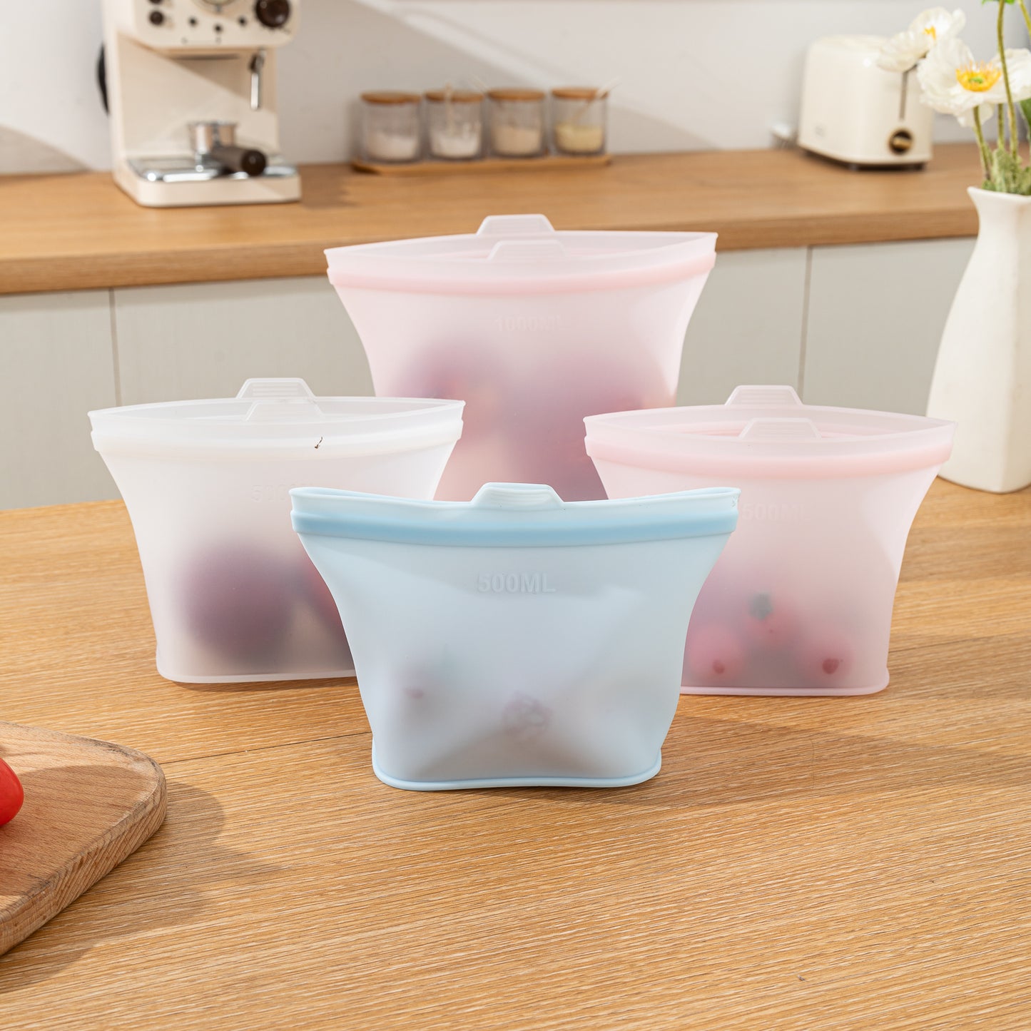 Reusable Stand-Up Silicone Food Storage Bags | Leakproof for Freezer, Microwave & Sous Vide | Set of 3
