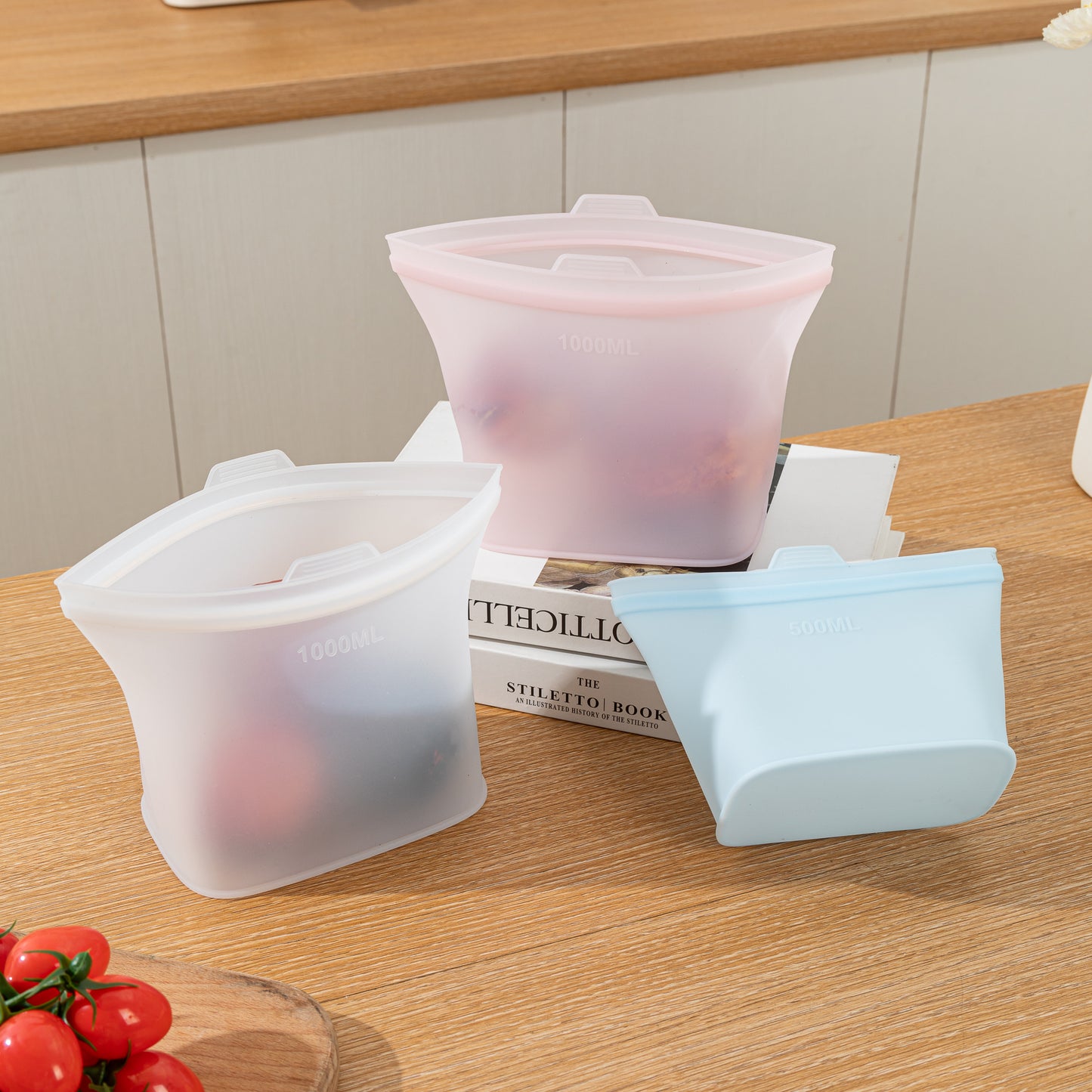 Reusable Stand-Up Silicone Food Storage Bags | Leakproof for Freezer, Microwave & Sous Vide | Set of 3