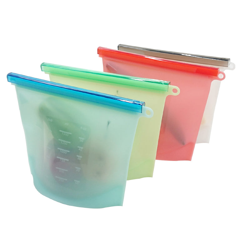 Reusable Silicone Food Storage Bags (3-Pack) - Leakproof, Freezer & Microwave Safe