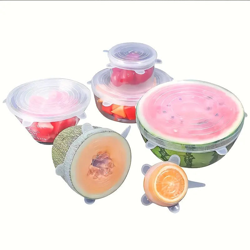 Reusable Silicone Stretch Lids | Set of 6 Food Covers | Eco-Friendly Alternative to Plastic Wrap