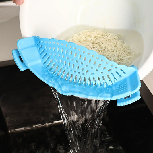 Clip-On Silicone Pot Strainer - Space-Saving, Hands-Free Kitchen Colander