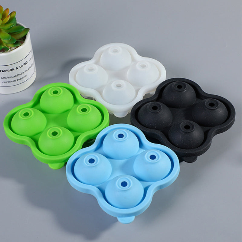Silicone Sphere Ice Ball Maker for Whiskey & Cocktails (Makes 4 Large Ice Balls)