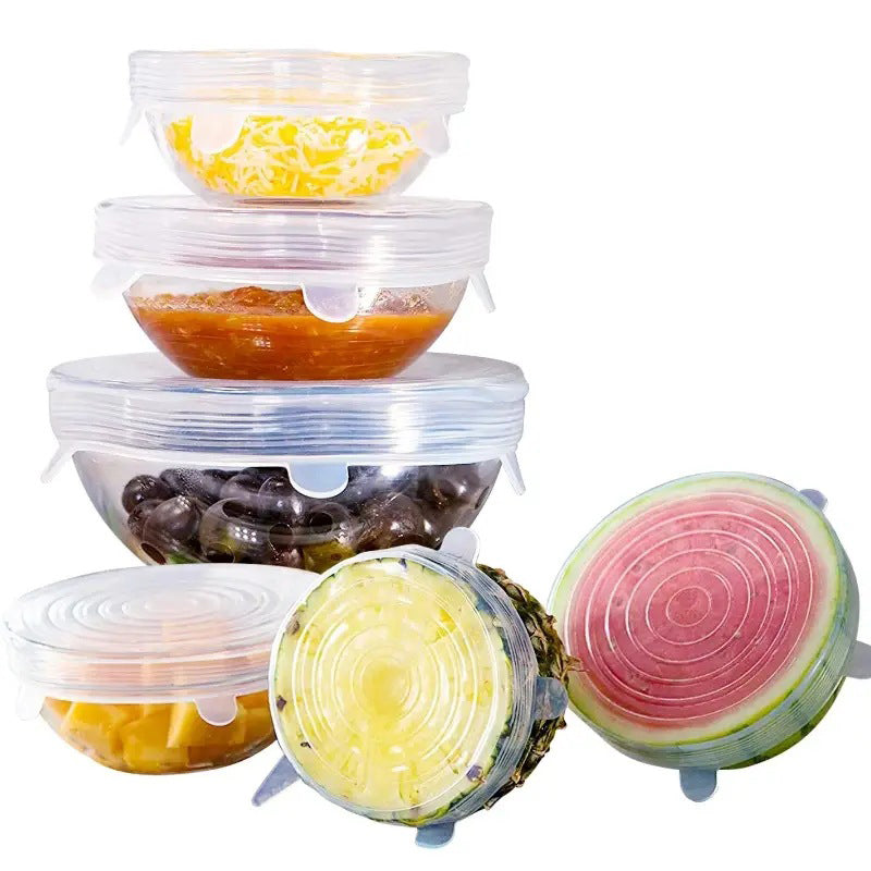 Reusable Silicone Stretch Lids | Set of 6 Food Covers | Eco-Friendly Alternative to Plastic Wrap