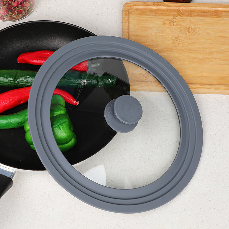 Universal Silicone & Tempered Glass Lid for Pots & Pans | Fits Multiple Sizes | 28cm