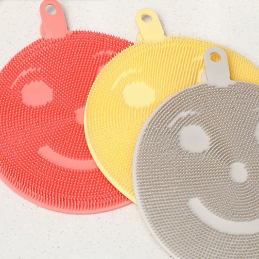 Happy Face Silicone Dish Scrubber - Non-Scratch, Hygienic Sponge Alternative