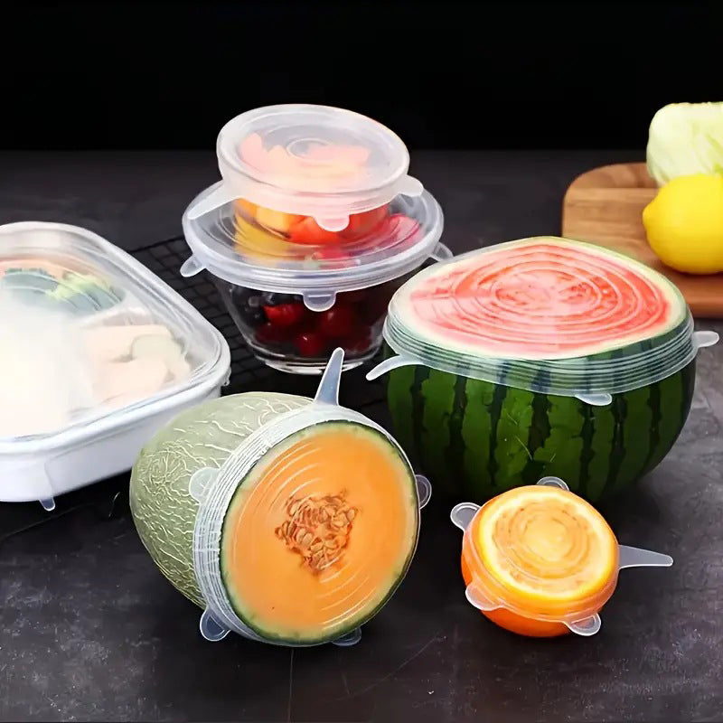 Reusable Silicone Stretch Lids | Set of 6 Food Covers | Eco-Friendly Alternative to Plastic Wrap