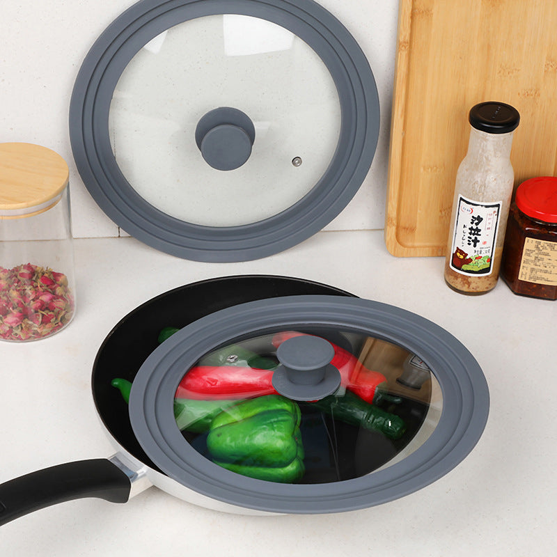 Universal Silicone & Tempered Glass Lid for Pots & Pans | Fits Multiple Sizes | 28cm