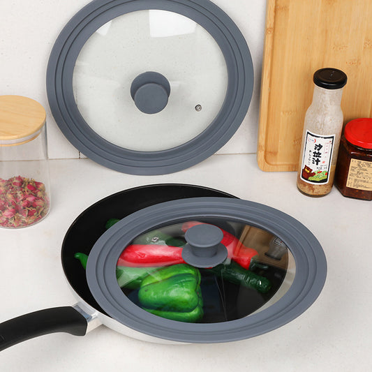 Universal Silicone & Tempered Glass Lid for Pots & Pans | Fits Multiple Sizes | 28cm