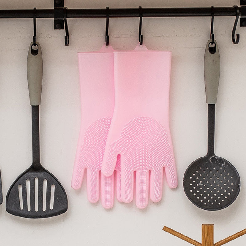 Magic Silicone Scrubbing Gloves - 2-in-1 Dishwashing & Multipurpose Cleaning Gloves