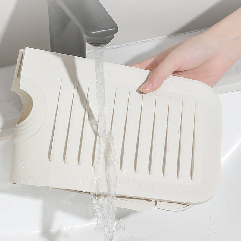 Silicone Draining Mat & Countertop Organizer | Self-Draining Ribbed Pad for Sponges & Soap