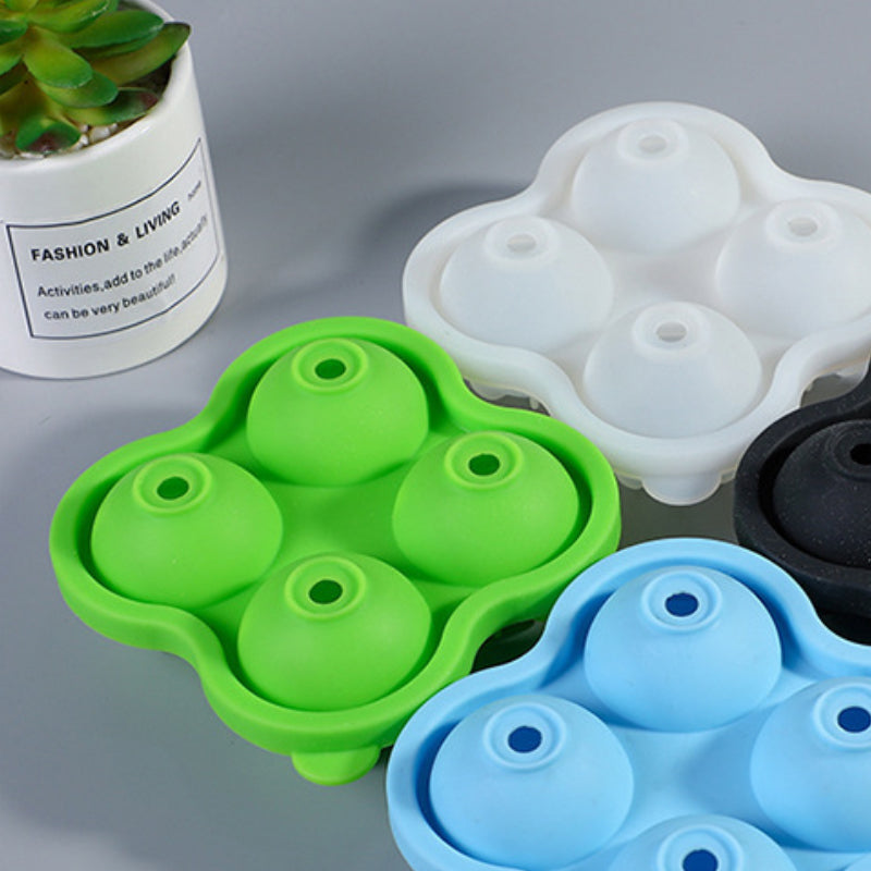 Silicone Sphere Ice Ball Maker for Whiskey & Cocktails (Makes 4 Large Ice Balls)