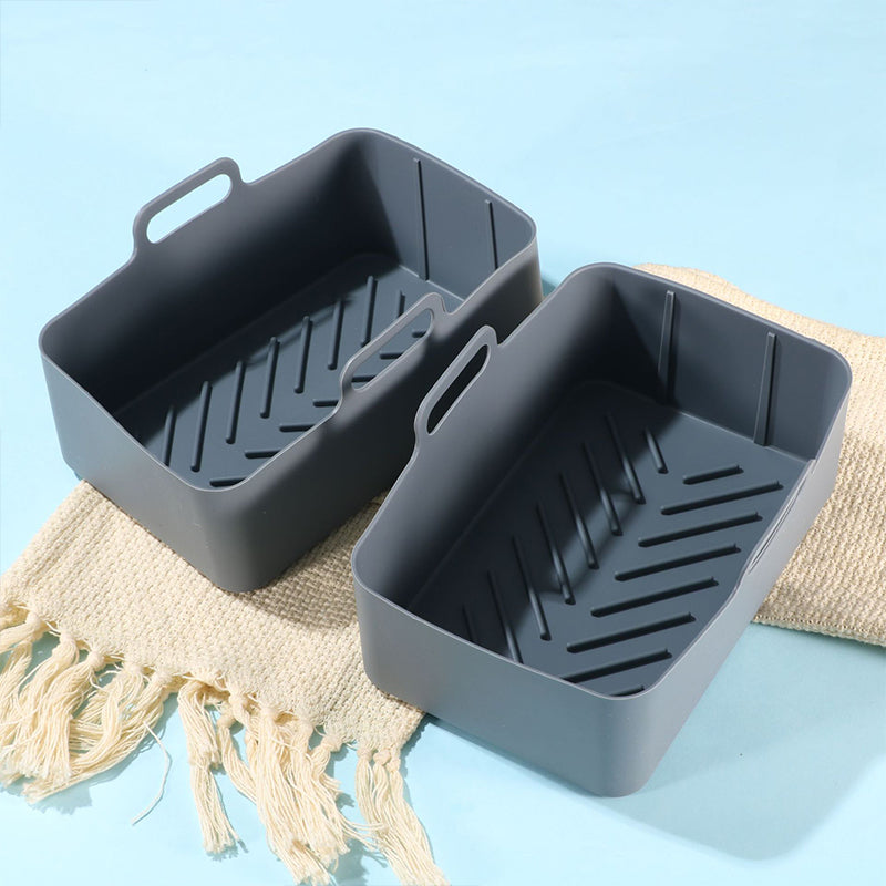 Rectangular Silicone Air Fryer Pot | Reusable Non-Stick Basket Liner & Baking Pan