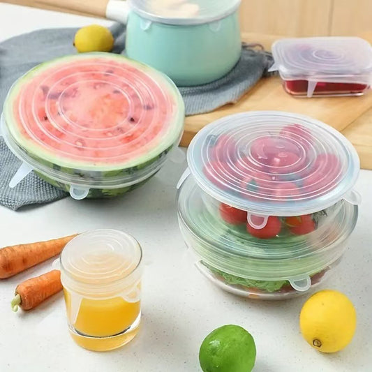 Reusable Silicone Stretch Lids | Set of 6 Food Covers | Eco-Friendly Alternative to Plastic Wrap
